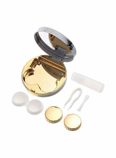 Contact Lens Case, Container Kit Set Contacts Lens Hard Case Travel & Home Kit Mirror with Bottle with Tweezers Container Holder