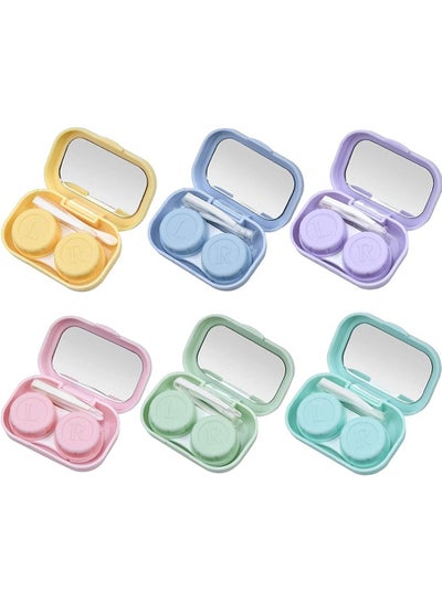 6 Pack Contact Lens Case with Mirror Contact Lens Container with L and R Caps