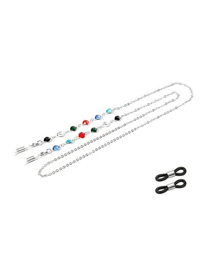 Beaded Eyeglasses Chain With 2-Piece Silicone Anti-Slip Ring