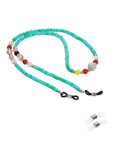 Beaded Decorative Eyeglasses Chain With 2-Piece Silicone Anti-Slip Ring