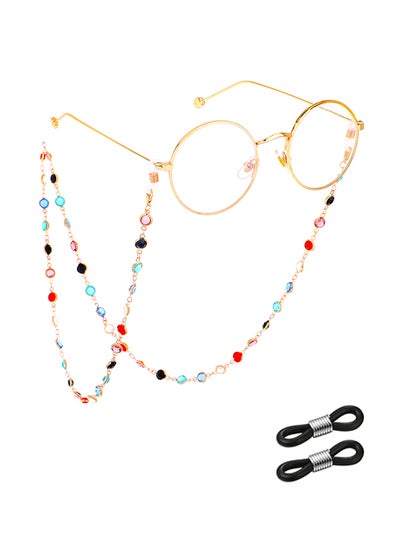 Beaded Decorative Eyeglasses Chain With 2-Piece Silicone Anti-Slip Ring