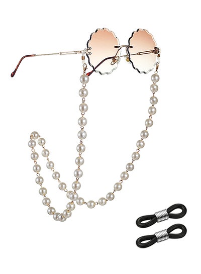 Pearl Beaded Eyeglass Chain With 2-Piece Silicone Anti-Slip Ring