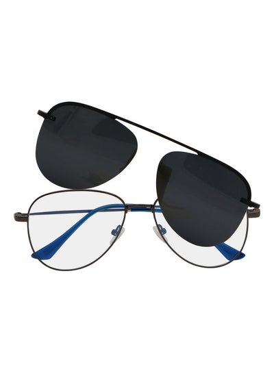 Aviator Anti-Blue Light Eyeglasses With Clip On Sunglasses