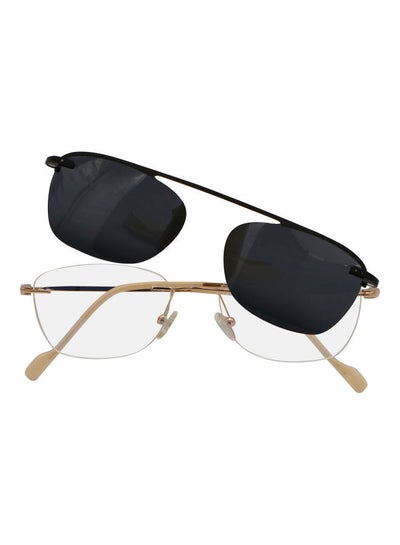 Rectangular Rimless Anti-Blue Light Glasses With Clip On Sunglasses