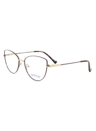 Women’s Full Rim Cat Eye Shape Clear Lens Eyeglass Frame – Lens Size: 52 mm – Brown / Gold