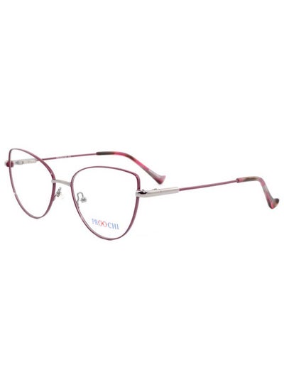 Women’s Full Rim Cat Eye Shape Clear Lens Eyeglass Frame – Lens Size: 52 mm – Red / Silver