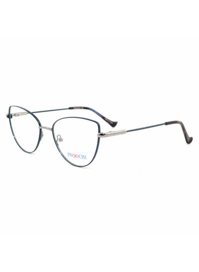 Women’s Full Rim Cat Eye Shape Clear Lens Eyeglass Frame – Lens Size: 52 mm – Blue / Silver