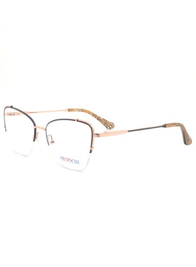 Women’s Semi-Rimless Butterfly Shape Clear Lens Eyeglass Frame – Lens Size: 53 mm – Brown / Gold