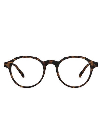 Zero Power Bluecut & Antiglare Round Shape Computer Eyeglasses LB E14060 – Lens Size: 48mm – Brown