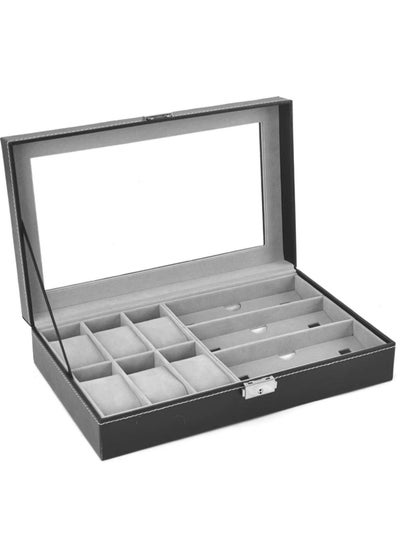 Leather 6 Watch Box Jewelry Case And 3 Piece Eyeglasses Storage And Sunglass Glasses