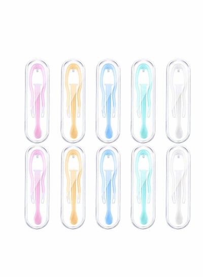 Contact Lens Tweezer Case, Travel Tweezers and Suction Stick Contact Lenses Inserter Remover (5 Colors) Contact Lens Remover Plunger Holder Inserter Remover for Hard Lenses, 10 Pieces